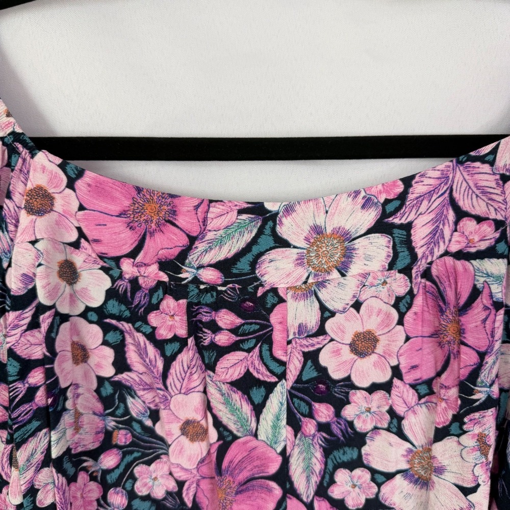 Karen Kane Womens 1X Square Neck Floral Tie Sleeve Viscose Boho Top NWT $158 - Picture 9 of 9